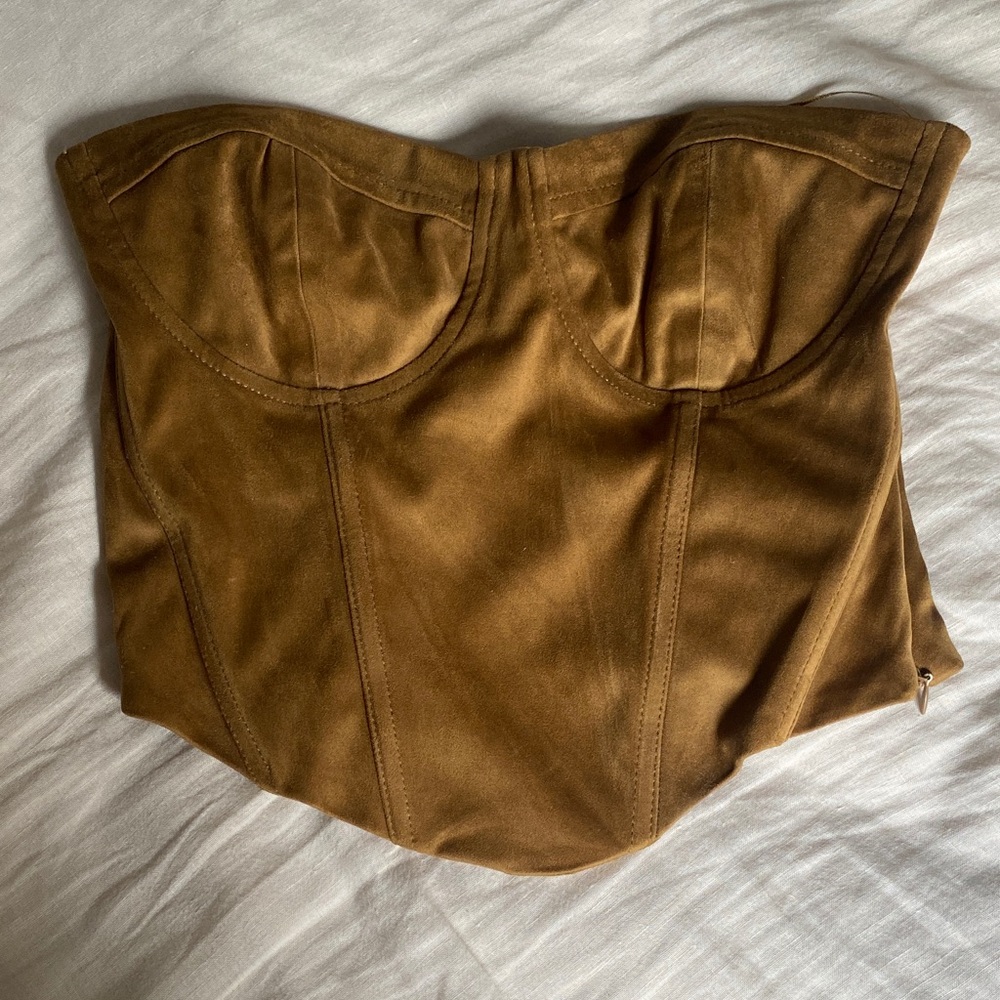 Brown Suede Bershka Corset Top